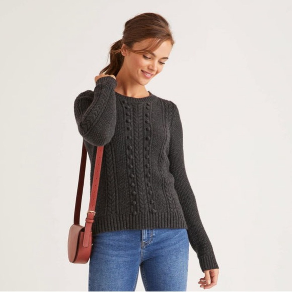 Boden Black Cable Knit Sweater